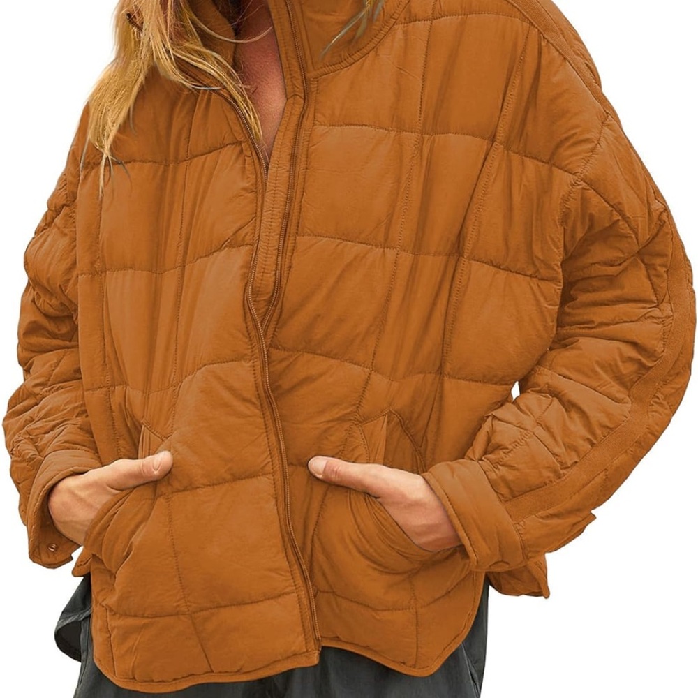 Women's Quilted Puffer Jacket burnt orange